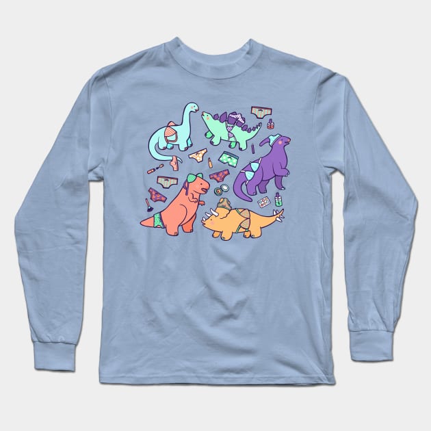 Dinosaur Panty Raid Long Sleeve T-Shirt by Soft Biology